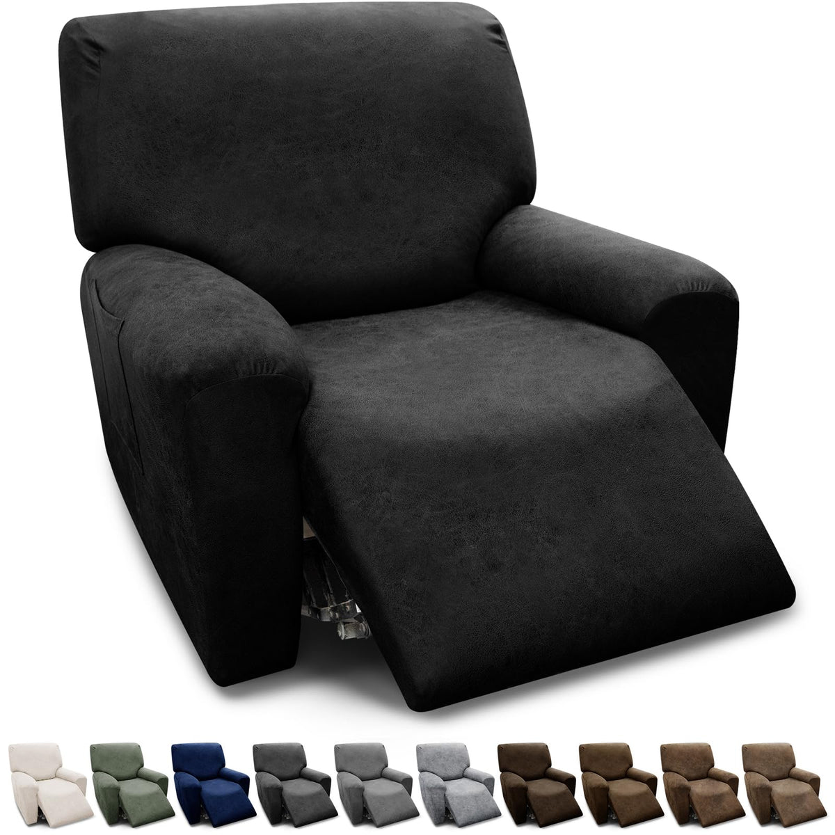 3-Pieces T Cushion Loveseat Slipcovers Leather Look Couch Cover Loveseat Covers for 2 Cushion Couch Furniture Protector Stretch Sofa Cover with 2 Individual T Cushion Seat Covers, Brown