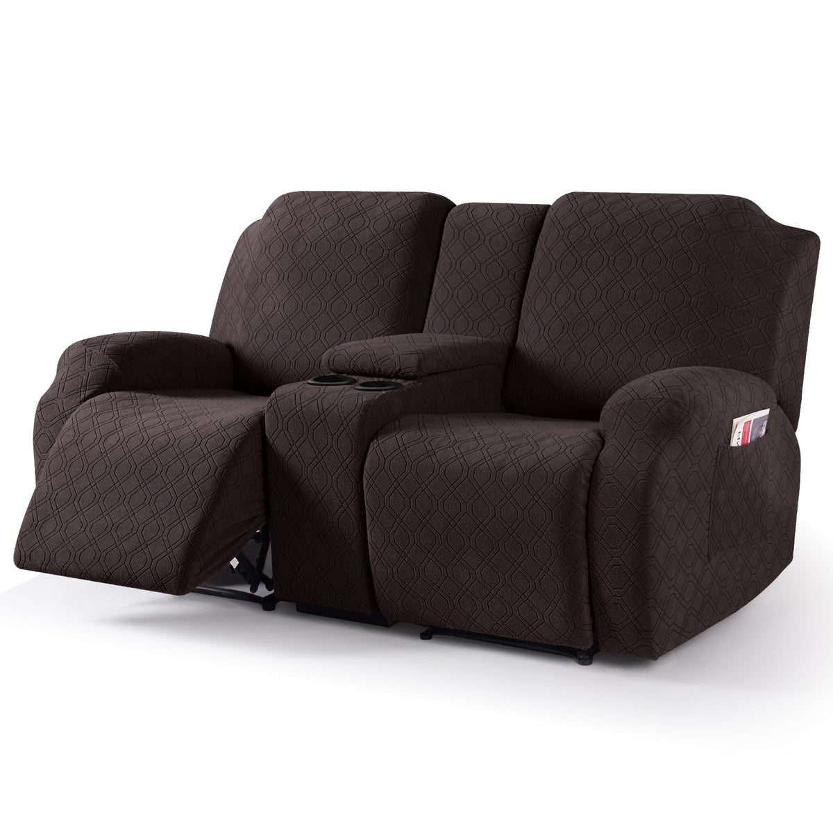 VANSOFY Stretch Recliner Loveseat Cover with Middle Console, Chocolate