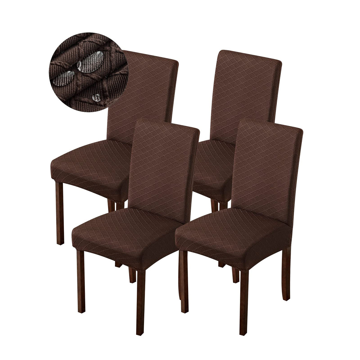 Genina Waterproof Chair Covers for Dining Room Dining Chair Covers Kitchen Parsons Chair Cover (Beige, 4 PCS)