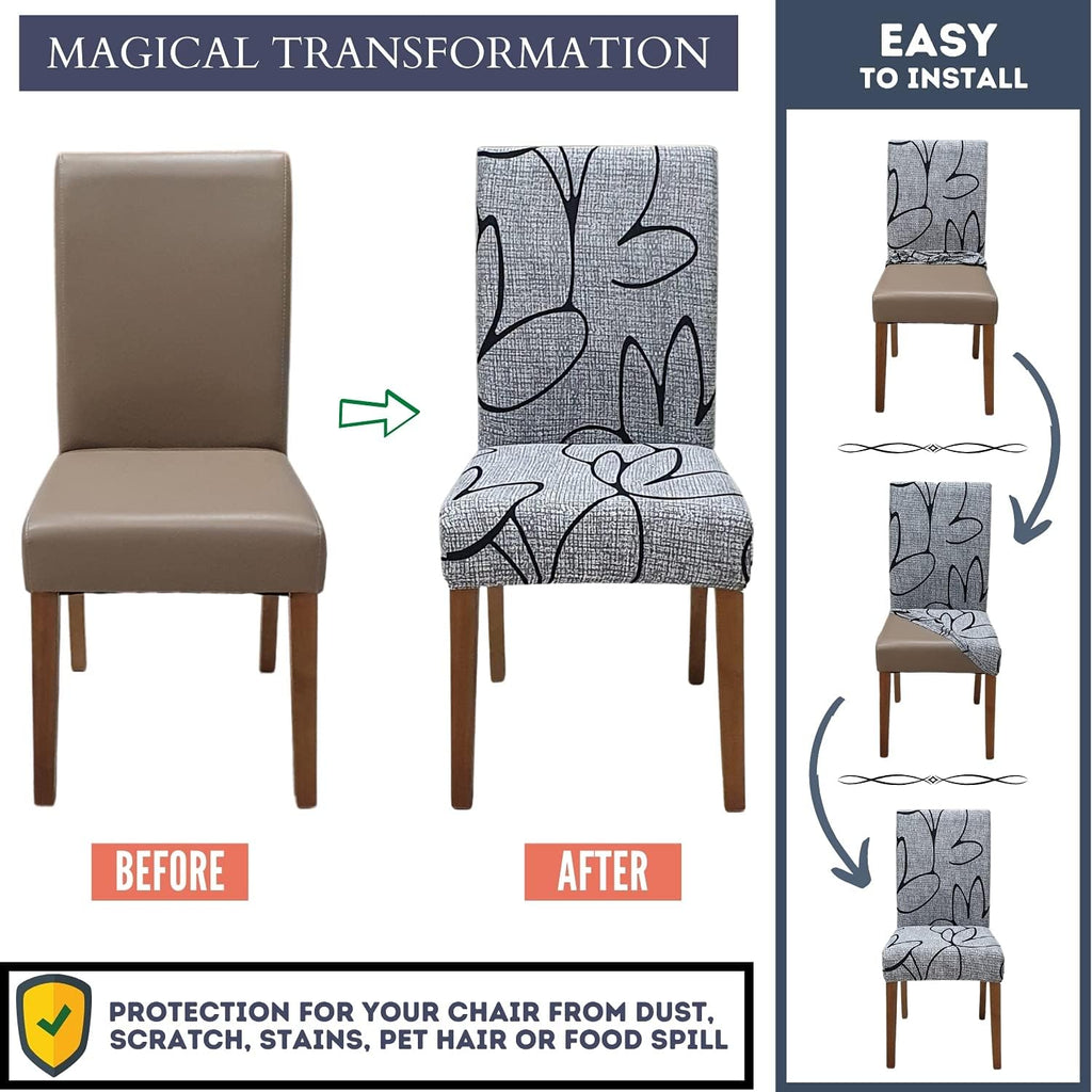 SPRINGRICO Chair Covers for Dining Room Set of 4, Stretch Dining Chair Cover, Washable Spandex Kitchen Parsons Chair Slipcovers, Removable Seat Protector for Home or Party (4 Pack, Lotus Gray)