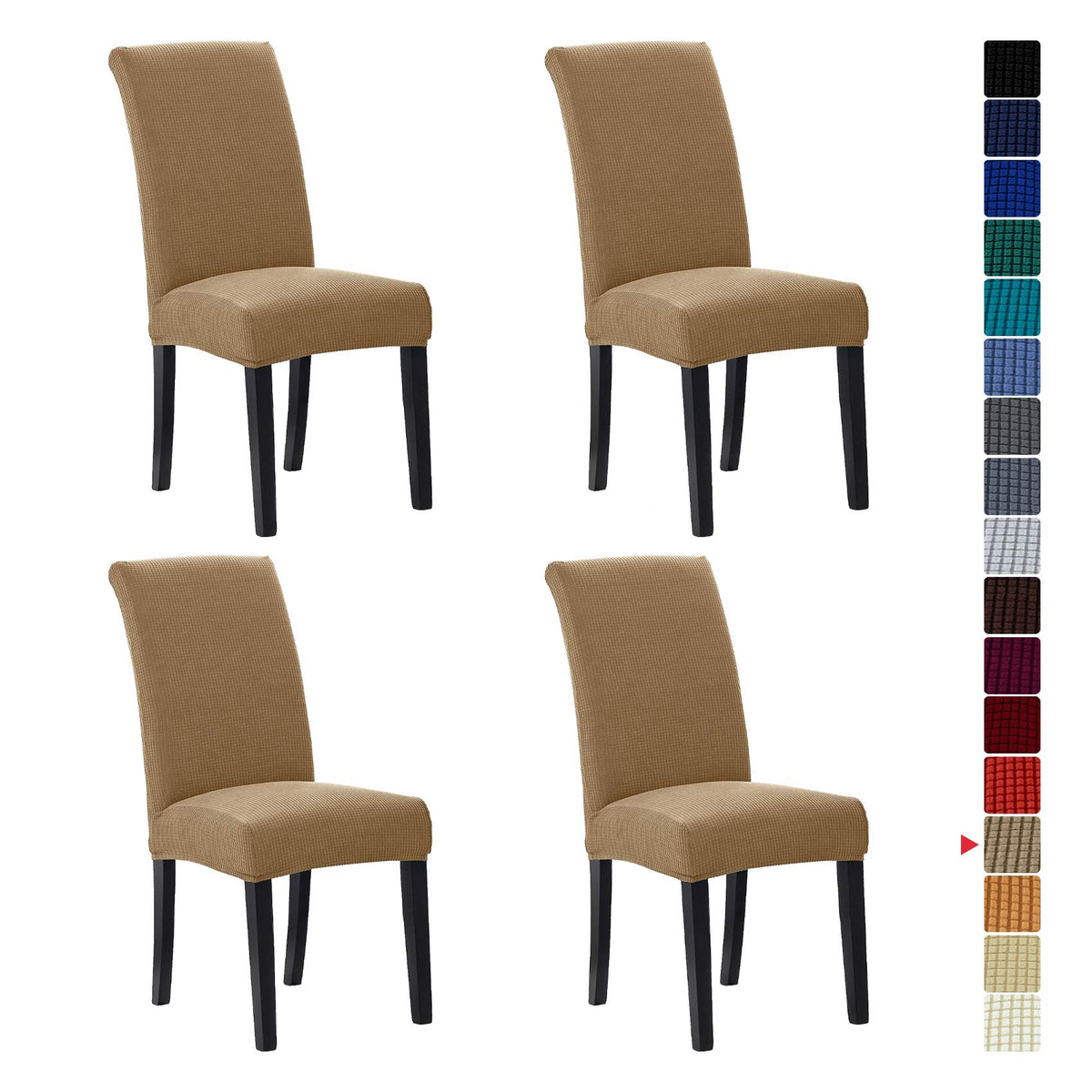 Stretch Chair Covers for Dining Room Set of 4, Removable Washable Dining Room Chair Covers, Dining Chair Slipcovers Seat Protector, Great for Home and Banquet Decor (Pureed Pumpkin, 4 Pack)