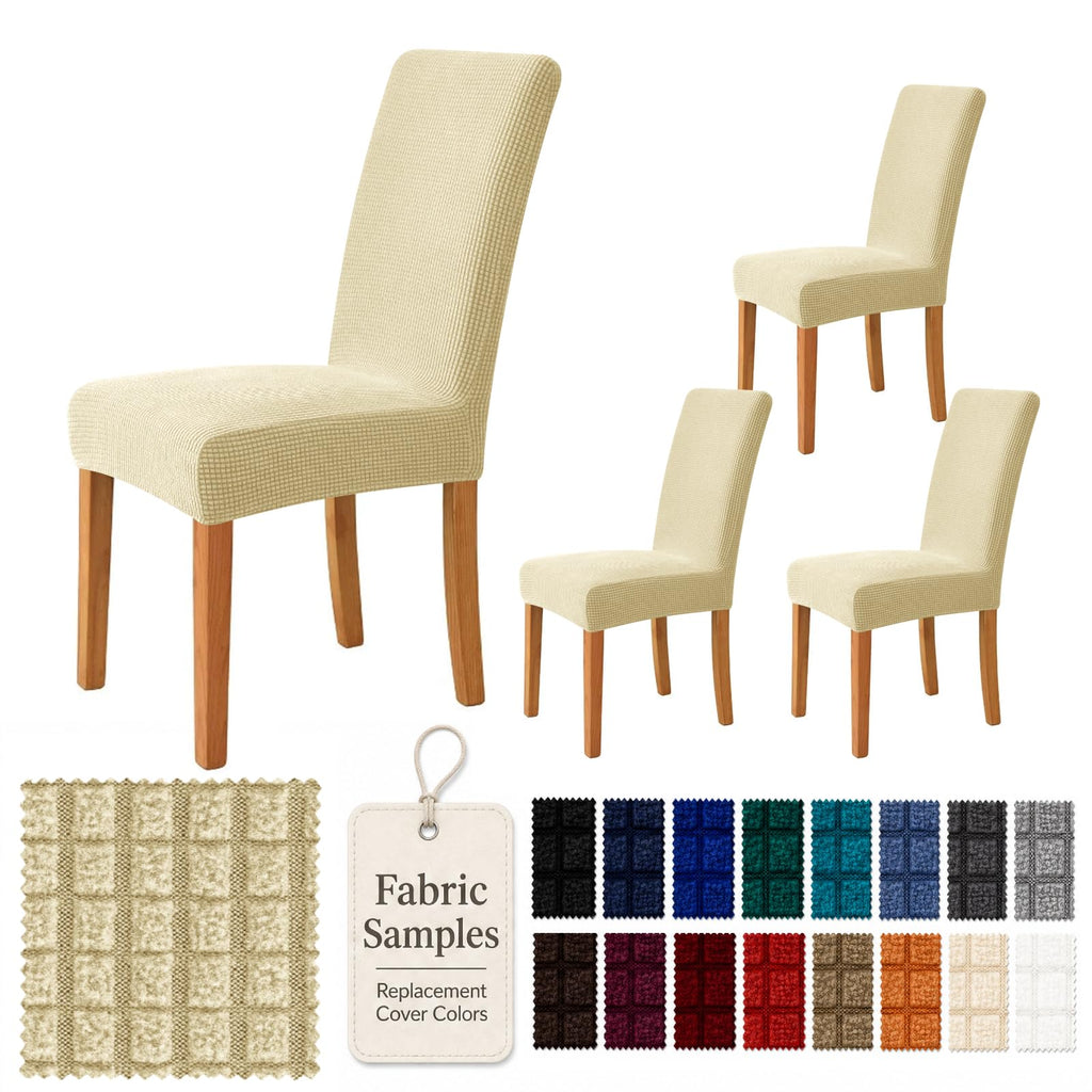 YEMYHOM 2 Packs Latest Checkered Dining Chair Slipcover Parsons Chair Furniture Protector Stretch Chair Covers for Dining Room, Restaurant, Kitchen, Party (Light Gray)