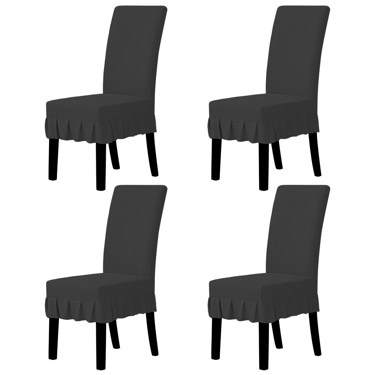 Easy-Going 2 PCS Stretch Dining Room Chair Covers with Skirt, Light Gray