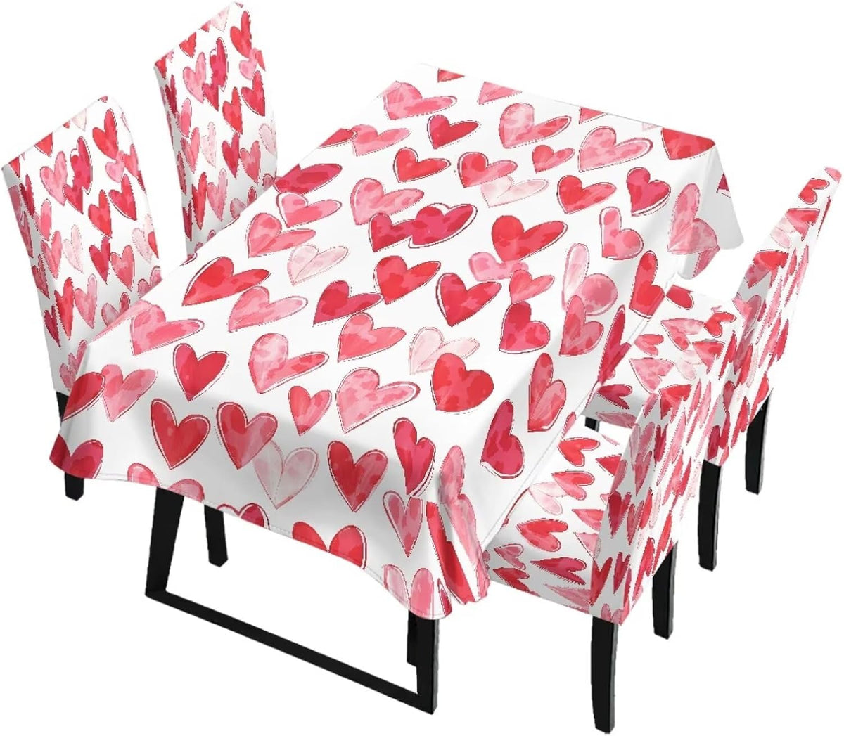 5 Pack Dining Table Cloth Rectangle 4 Seater Includes Kitchen Chair Covers, Stretch Seat Covers for Dining Chairs Anti-dust Washable Table Protector, Tribe Aztec Geometry Print