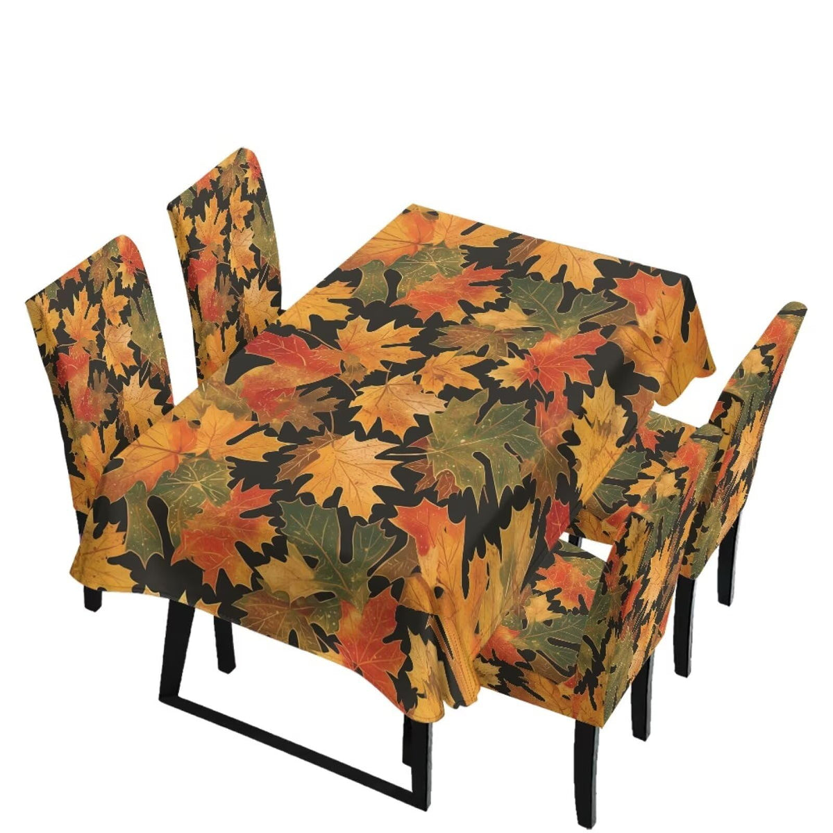Fitted Tablecloth with Chair Covers Set,Christmas Candle Washable Dining Room Chair Covers Set of 4/6 with Farmhouse Table Cover for Home Hotel Restaurant, 5pcs/7pcs