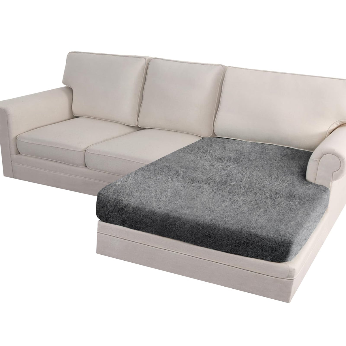 Loveseat Cushion Covers Leather-Look 2PC Stretch Love Seat Slipcover Sets for Living Room Individual Couch Seat Protector, Pet-Friendly, Non-Slip, Easy Fit - Coffee