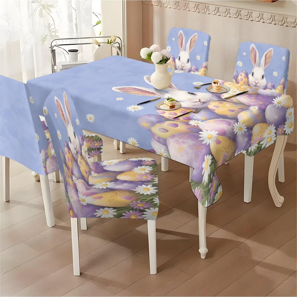 ZDCUSTOM St Patricks Day Table Cloth and Chair Cover Set of 4 Green Tablecloths Rectangular Festive Chair Covers for Dining Chairs St. Patrick’s Day Decoration