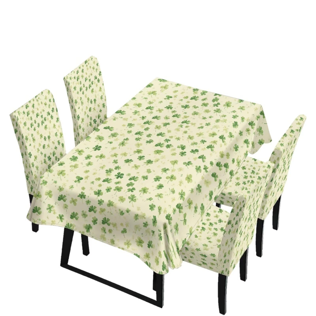 Dining Seat Slipcovers Set of 7 Includes Tablecloths, Removable Dining Room Chair Covers Stain Resistant Table Protector for Home Restaurant, Light Brown Beige Geometry Patchwork