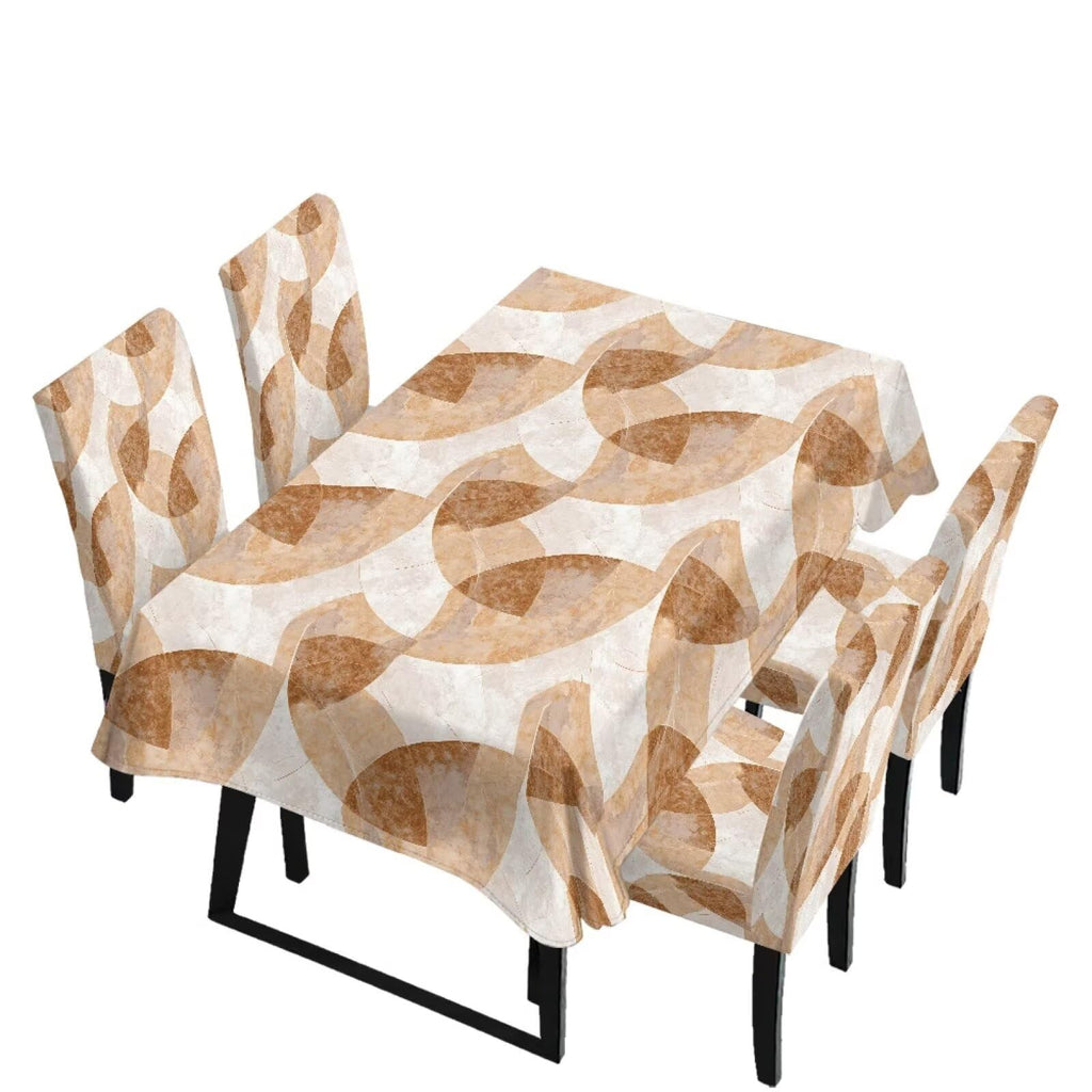 Fall Pumpkin Rectangular Table Cloth & Dining Chair Covers Set of 7, Stain Resistant Wipeable Chair Protectors for Farmhouse Rustic Home Kitchen Party Decor