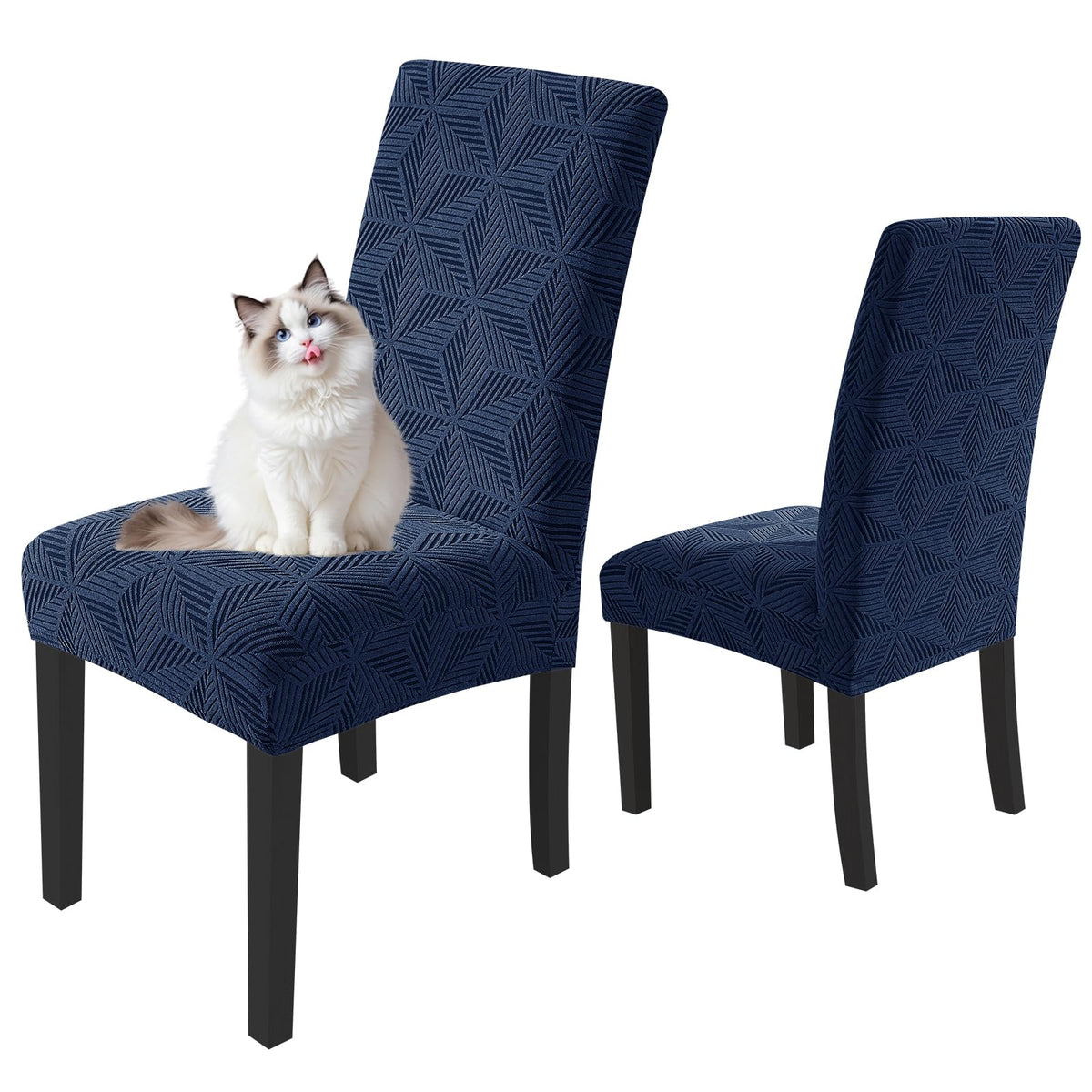 YEMYHOM 2 Packs Latest Checkered Dining Chair Slipcover Parsons Chair Furniture Protector Stretch Chair Covers for Dining Room, Restaurant, Kitchen, Party (Light Gray)