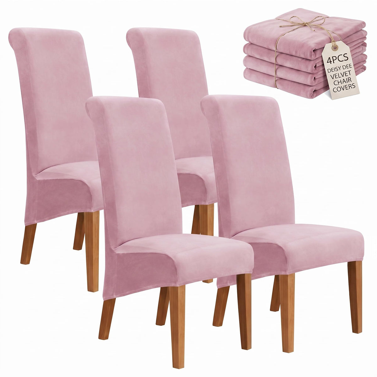 Velvet Dining Chair Covers Set of 2, Extra Large XL Oversized Stretch Parsons Chair Slipcovers for High Back Dining Room Kitchen, Non-Slip Removable Washable Chair Protectors,Khaki