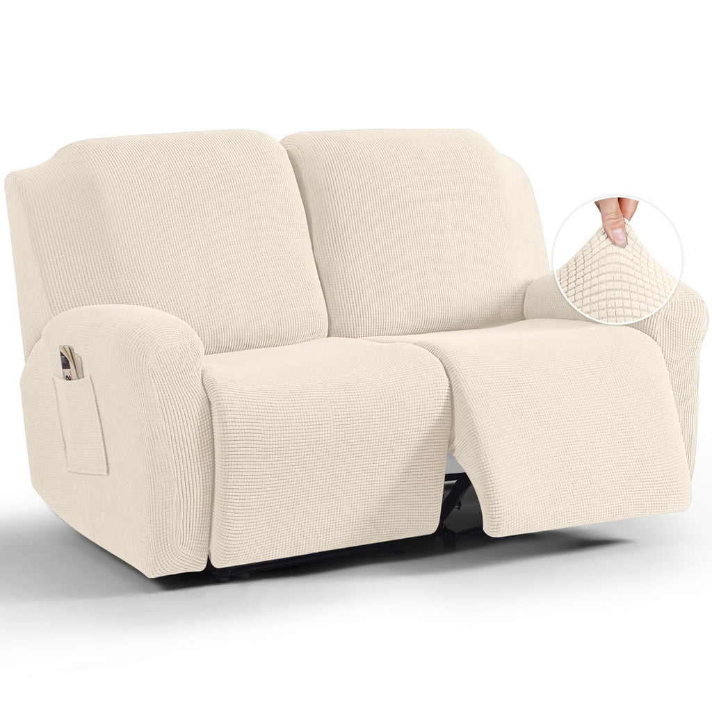 TAOCOCO Stretch Loveseat Recliner Covers 6 Piece, Charcoal Grey