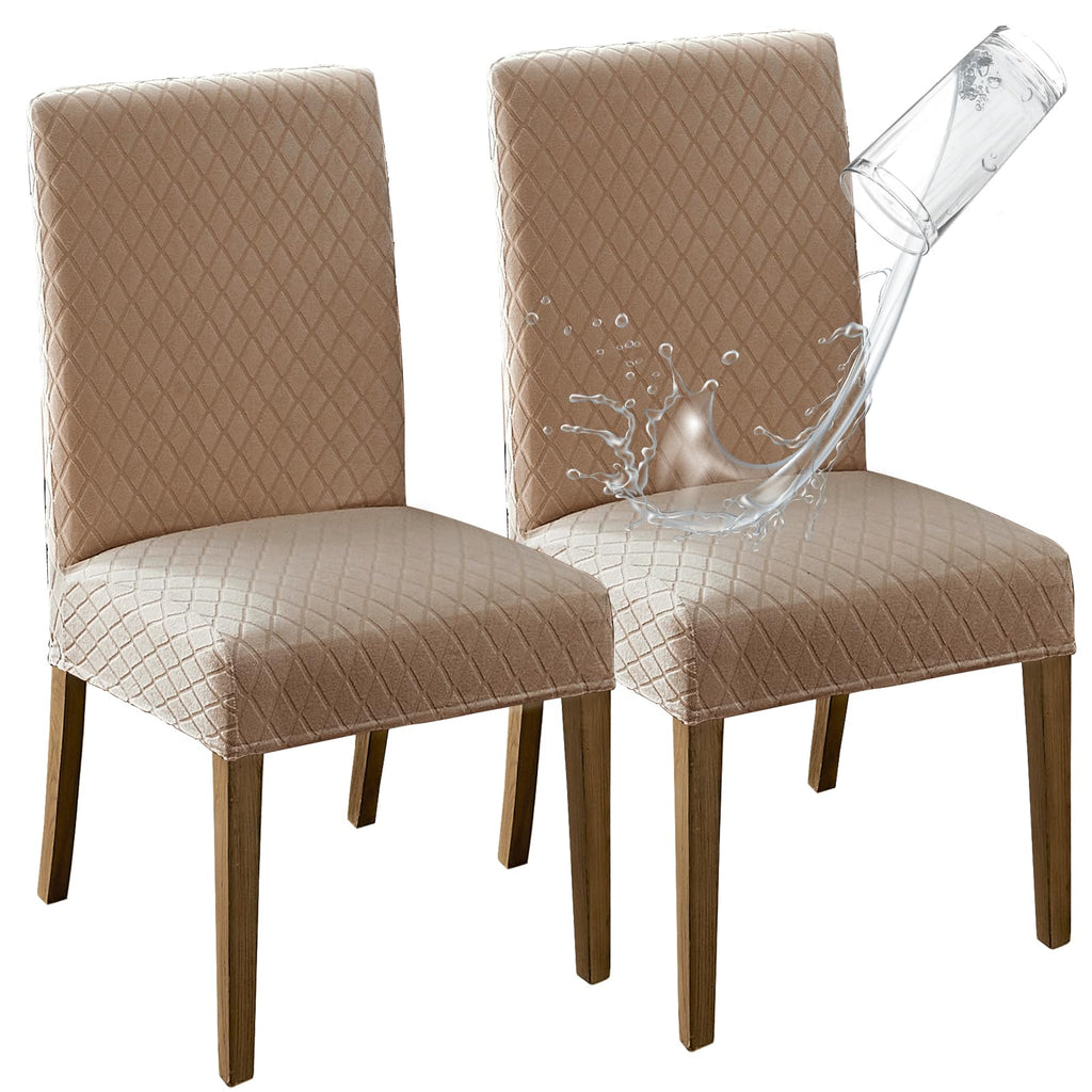MOSAYT 100% Waterproof Dining Room Chair Covers Set of 4, Beige