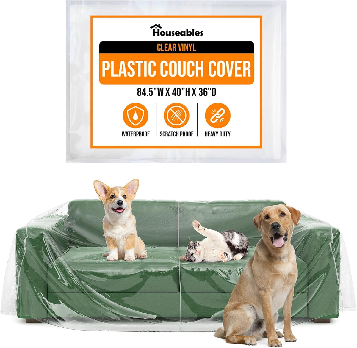 Plastic Couch Cover, Plastic Couch Covers for Pets, Cats, 84.5x40 x 36 IN