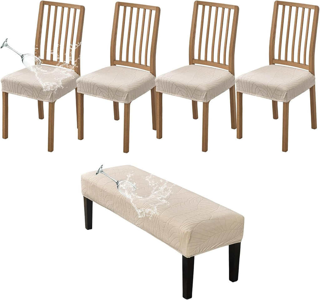 CRFATOP Dining Chair Seat Covers Set of 4 with Stretch Bench Slipcover,04