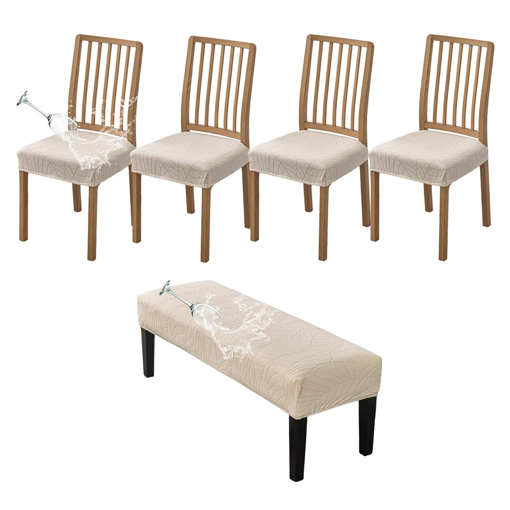 CRFATOP Dining Chair Seat Covers Set of 4 with Stretch Bench Slipcover,04
