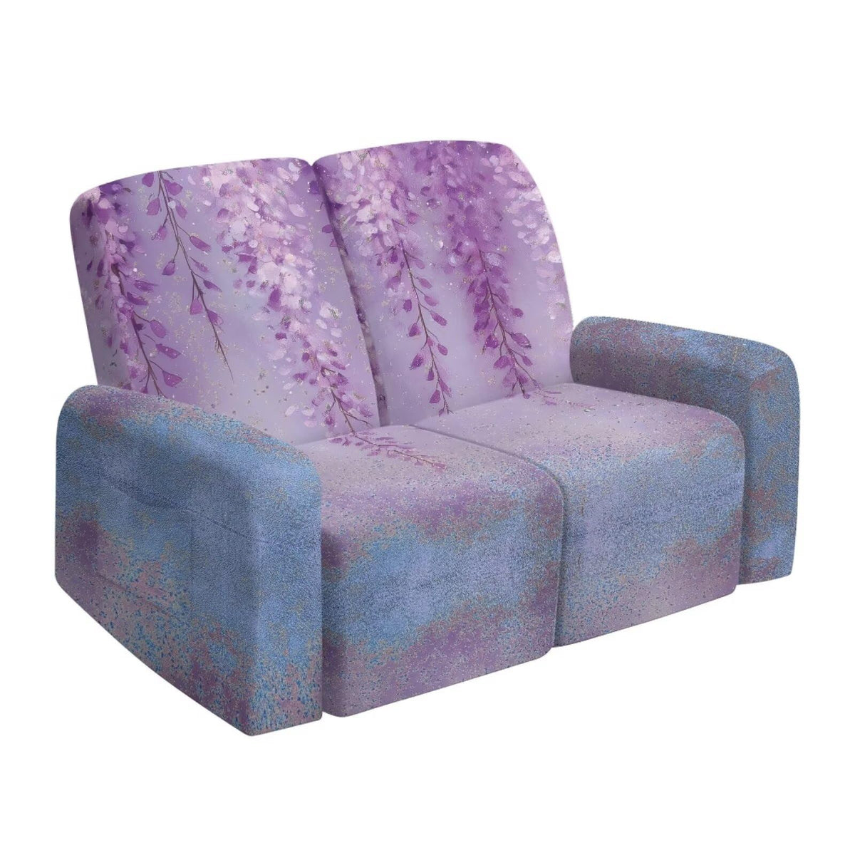 6 Pieces Stretch Recliner Loveseat Covers, Mid-Century Modern Geometric Washable Slipcovers Soft Furniture Protectors with Elastic Bottom for Kids and Pets 2 Seater