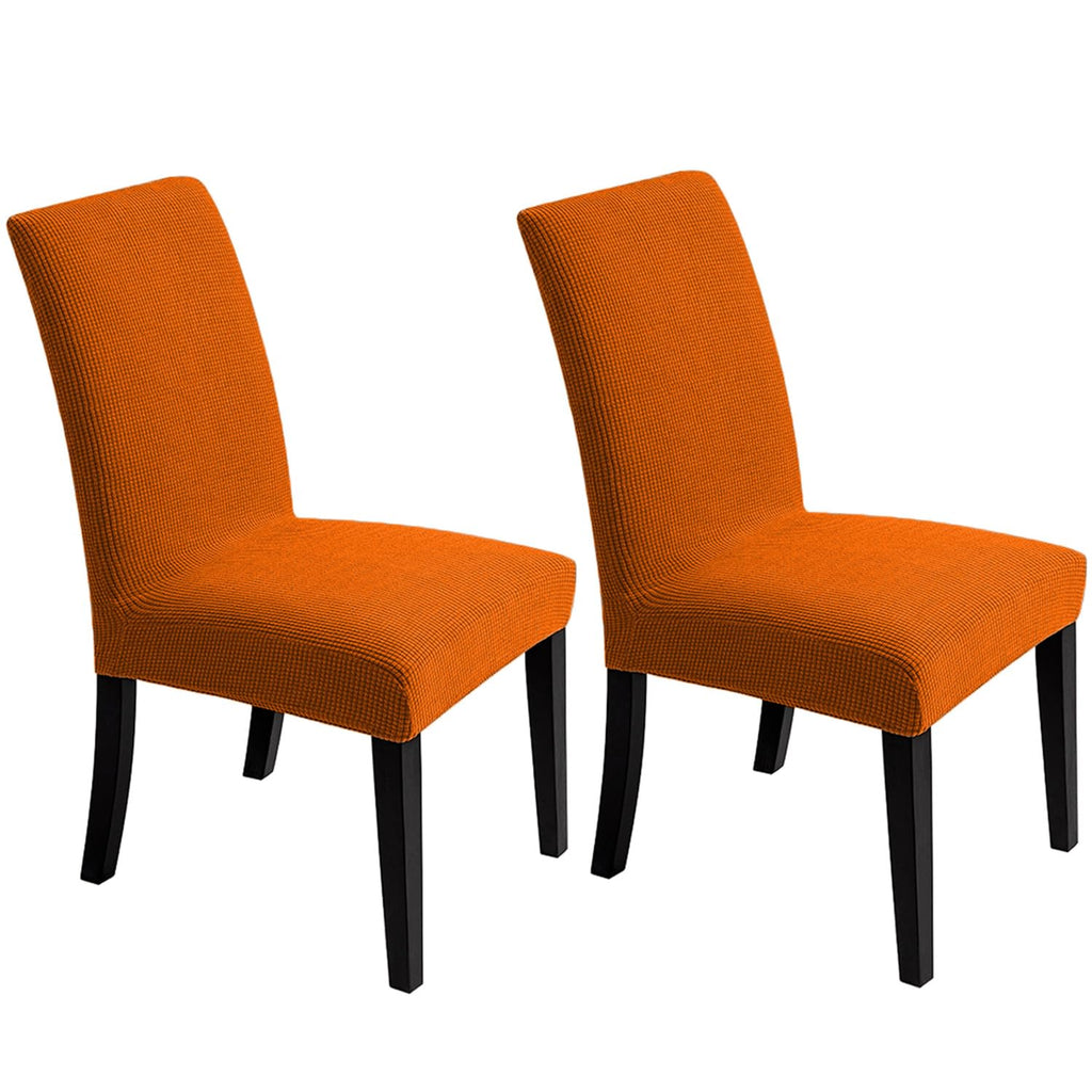 Chair Covers for Dining Room - Stretch Chair Slipcovers for Decorative Seat Protector Armless Removable Washable Elastic Dinner Universal Spandex Solid Chair Slip Covers Set (autumn orange,4)