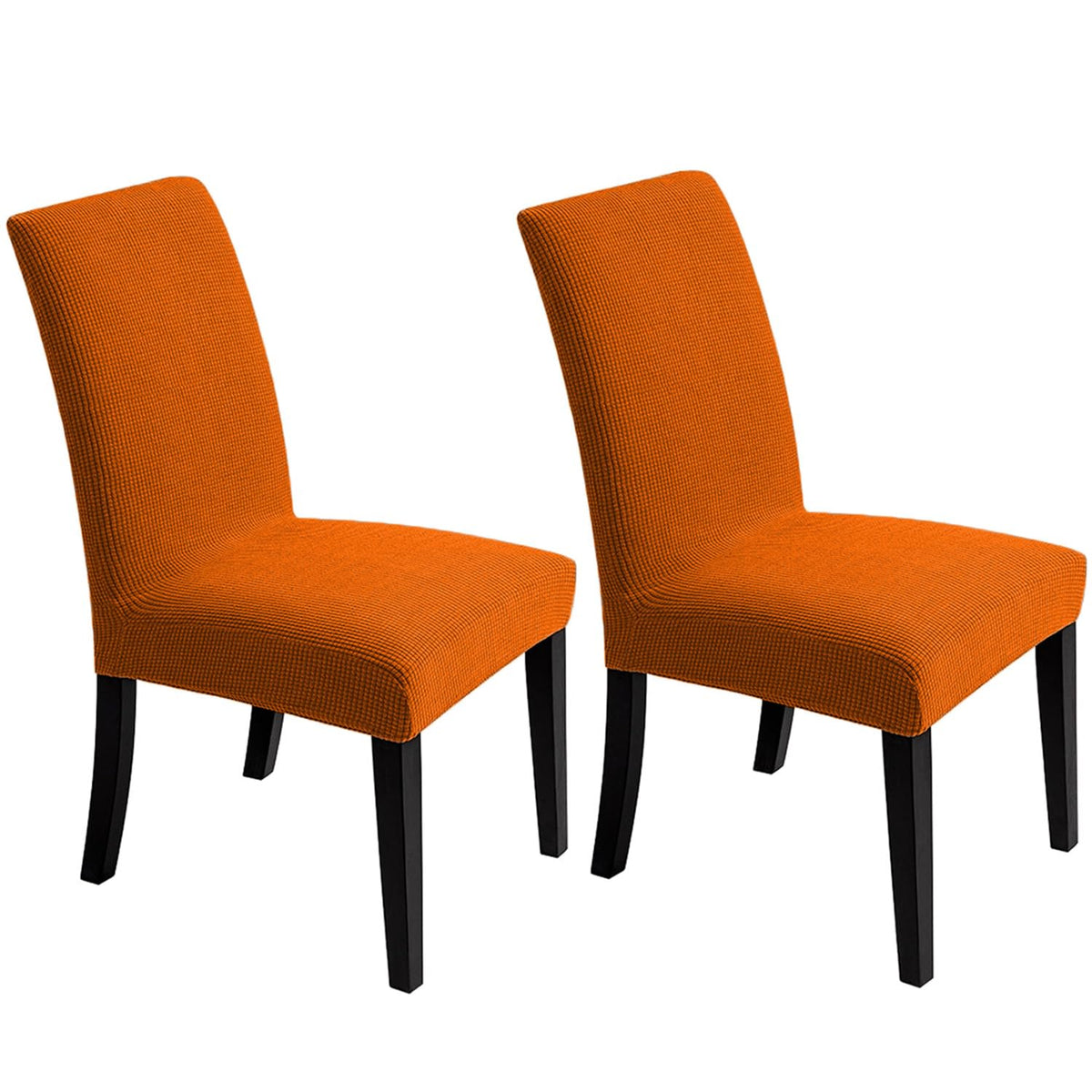 Chair Covers for Dining Room - Stretch Chair Slipcovers for Decorative Seat Protector Armless Removable Washable Elastic Dinner Universal Spandex Solid Chair Slip Covers Set (autumn orange,4)