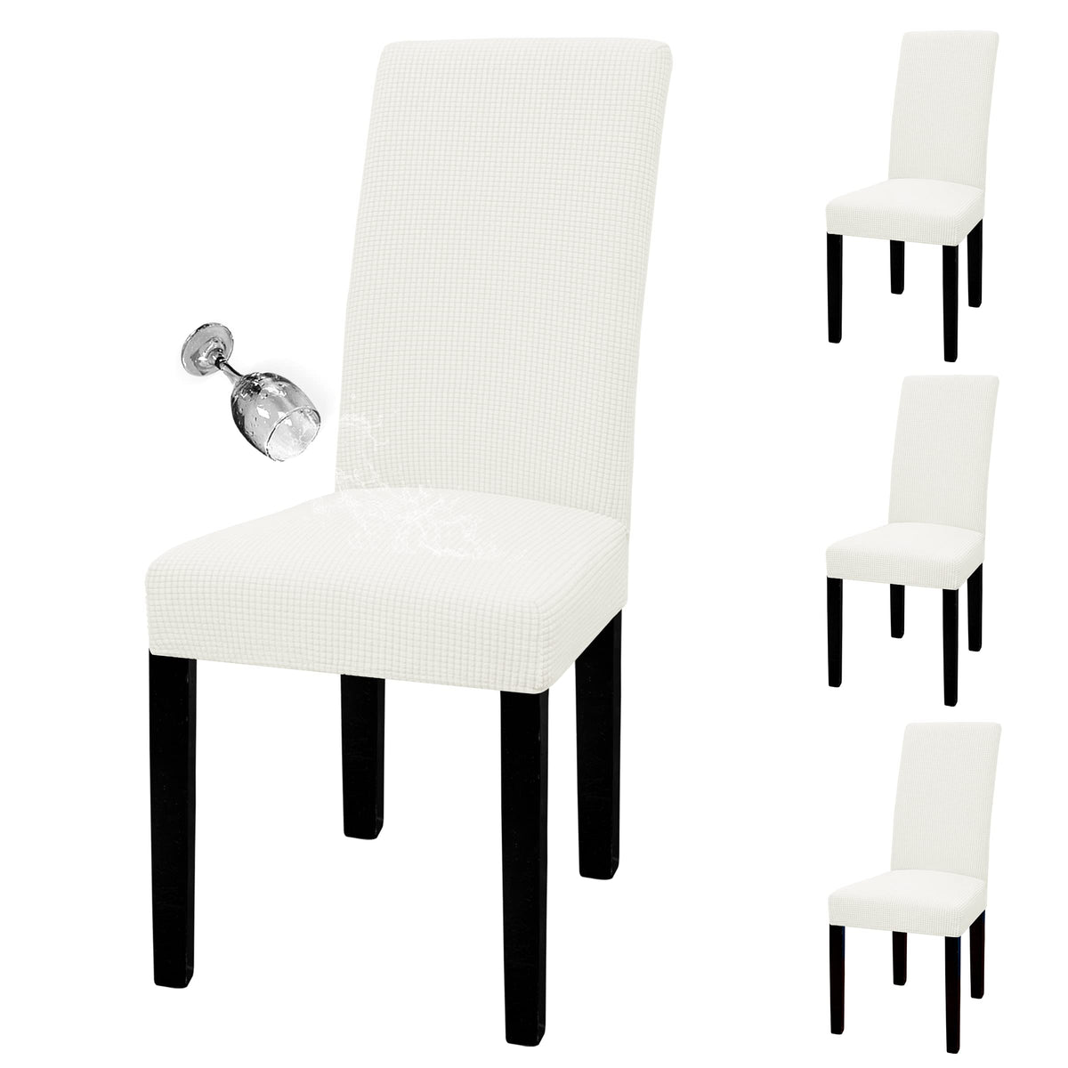 Easy-Going 100% Waterproof Dining Room Chair Covers Set of 6, Large