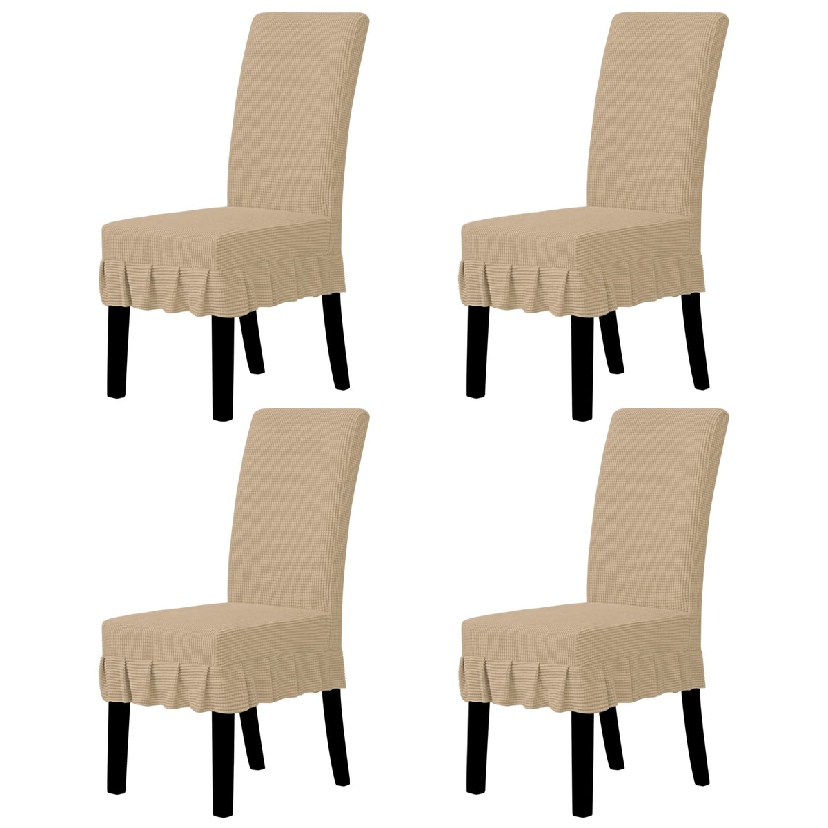 Easy-Going 2 PCS Stretch Dining Room Chair Covers with Skirt, Light Gray