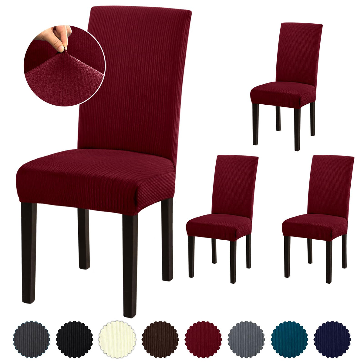Stretch Dining Room Chair Covers Set of 6, Removable Washable Chair Covers for Dining Chairs,Dining Room, Hotel, Ceremony