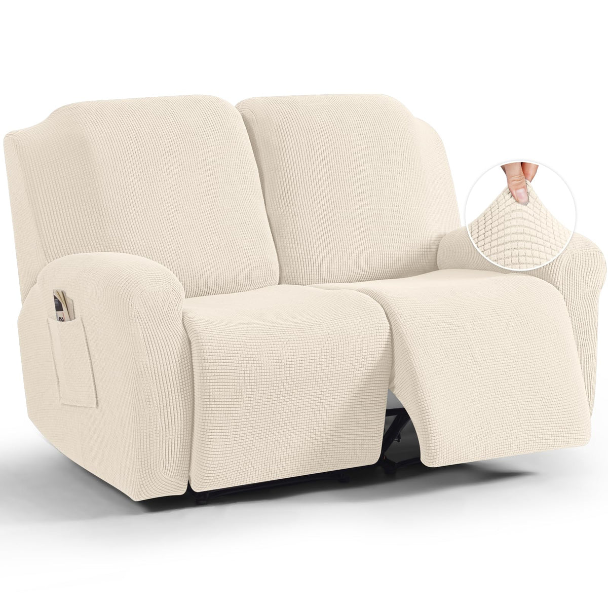 TAOCOCO Stretch Loveseat Recliner Covers 6 Piece, Charcoal Grey