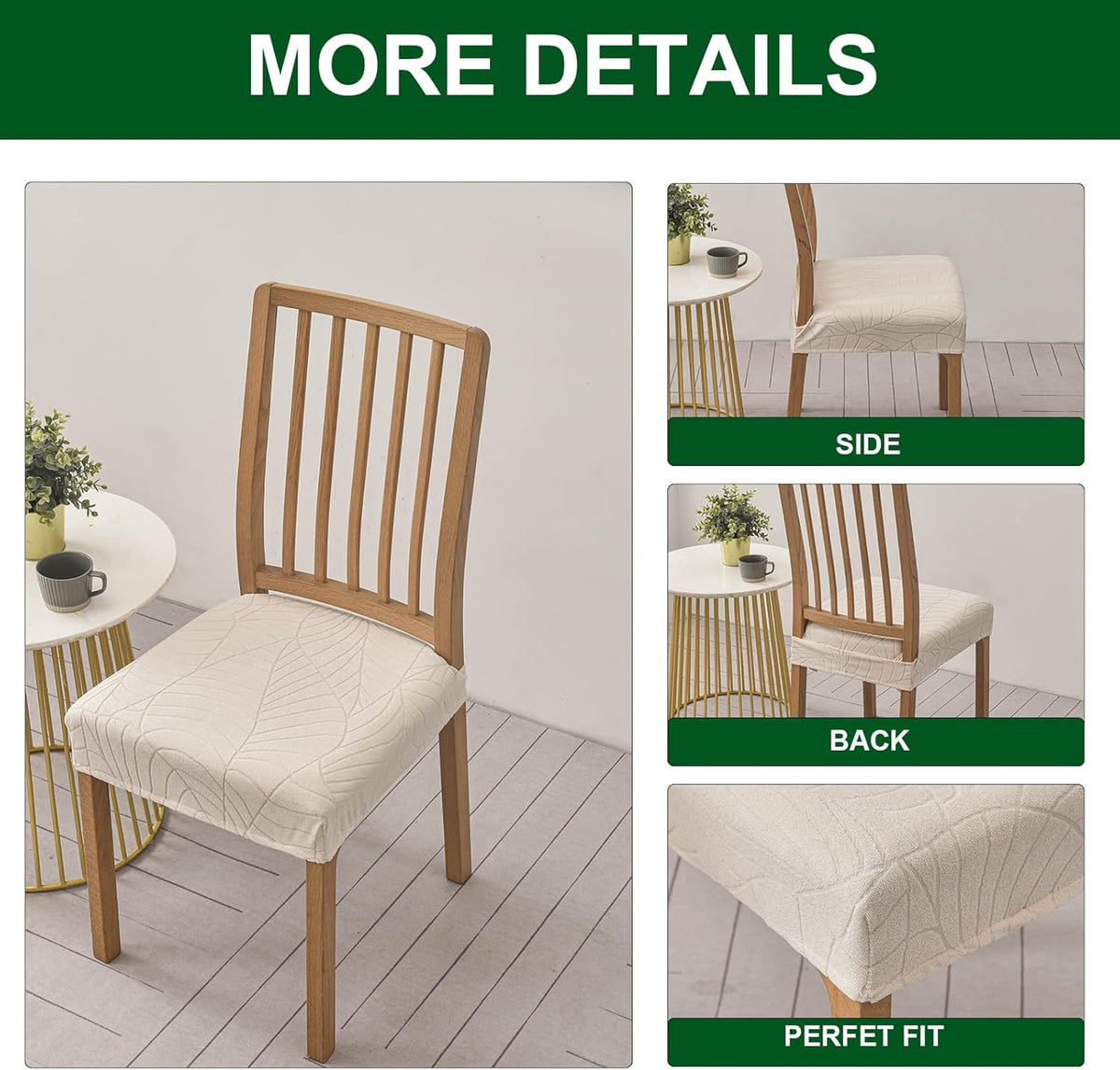 CRFATOP Dining Chair Seat Covers Set of 4 with Stretch Bench Slipcover,04