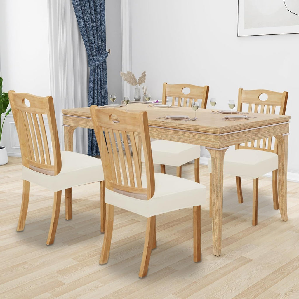 Easy-Going Waterproof Seat Covers for Dining Chairs Set of 4, Ivory