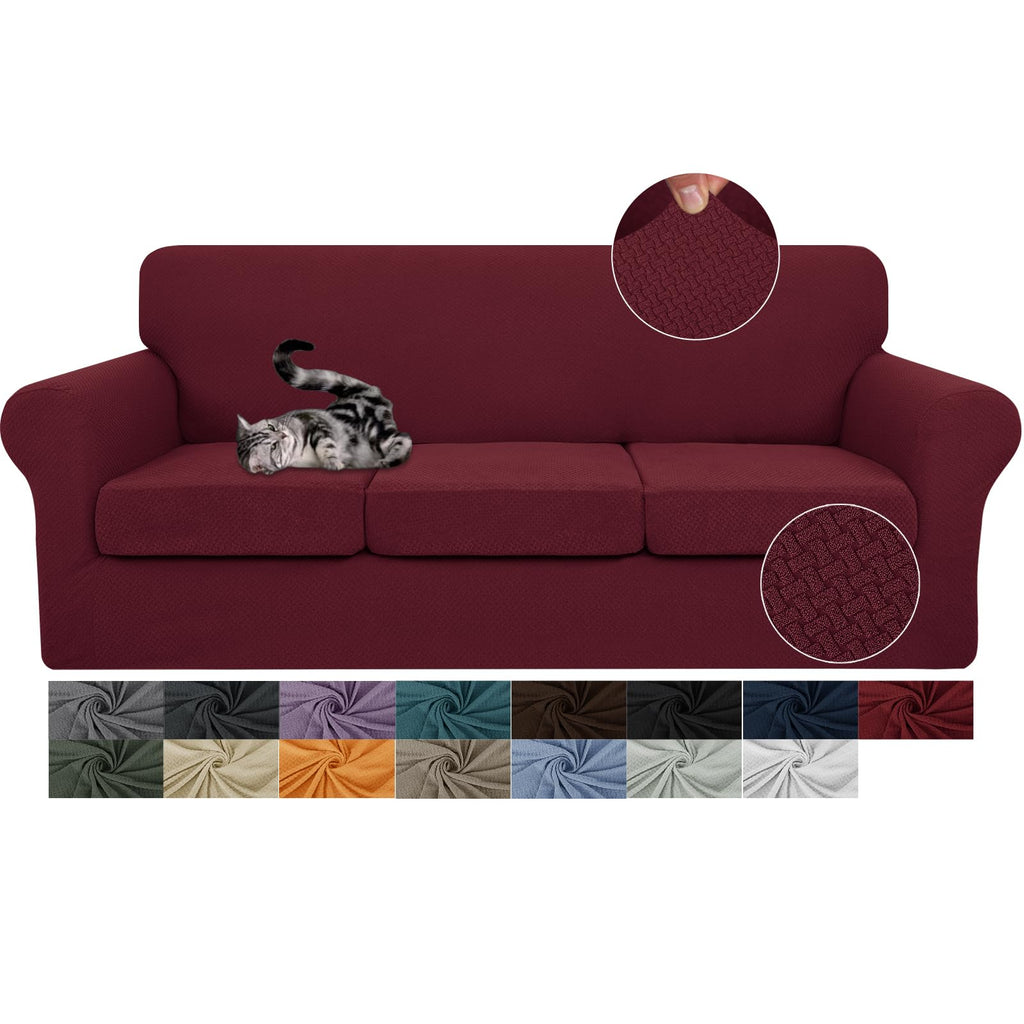 JIVINER 3 Pieces Stretch Couch Covers for 2 Cushion Couch Fitted Thick Loveseat Sofa Slipcover with 2 Seat Cushion Covers for Living Room Pet Dogs (Loveseat, Off White)