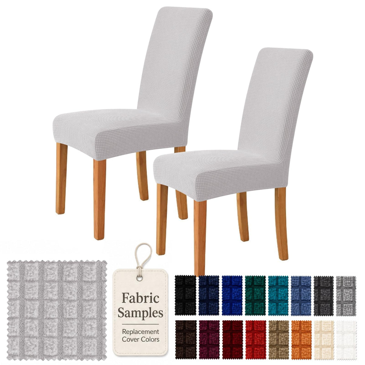 YEMYHOM 2 Packs Latest Checkered Dining Chair Slipcover Parsons Chair Furniture Protector Stretch Chair Covers for Dining Room, Restaurant, Kitchen, Party (Light Gray)