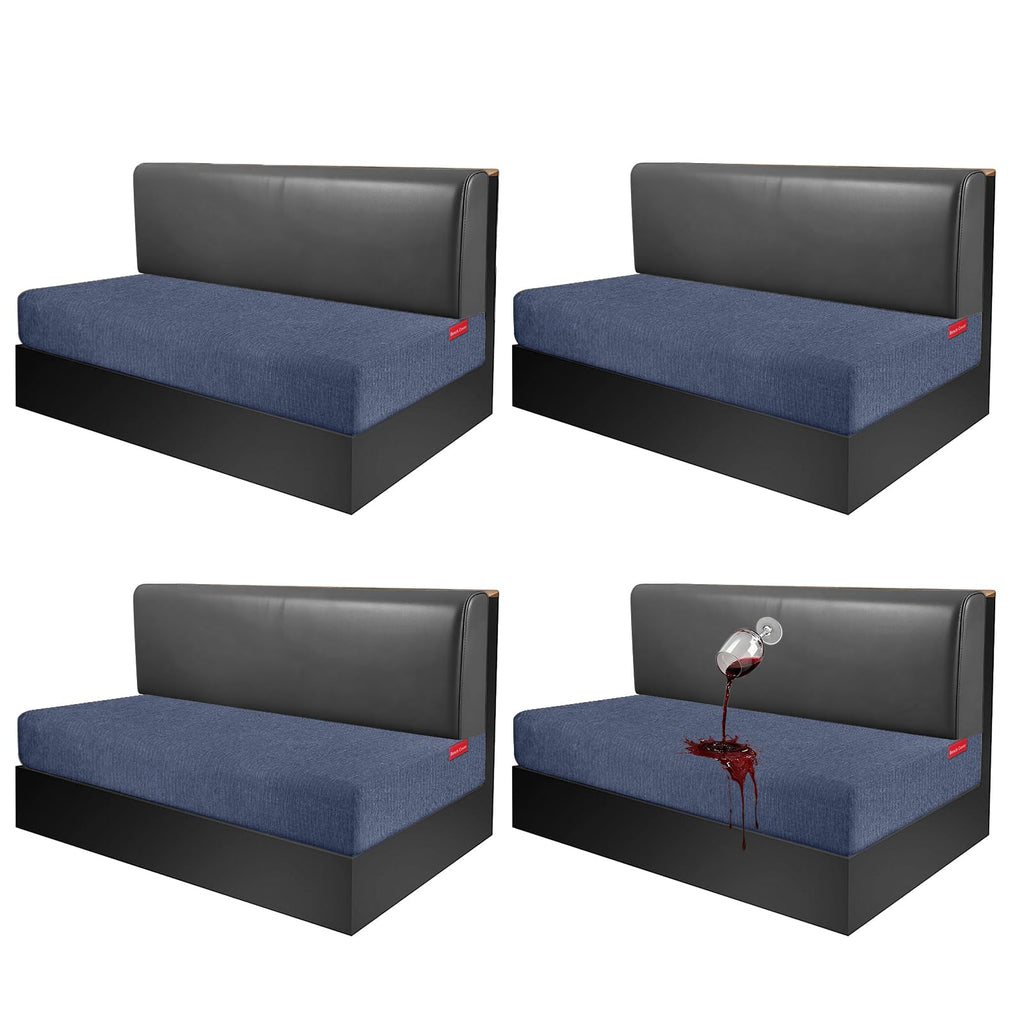 Waterproof RV Dinette Cushion Covers - Stretch Fabric Camper Seat Slipcover Replacement, Washable RV Couch Cover Designed for Camper Car Bench (Loveseat 2 Bench Cover, Blue Grey)