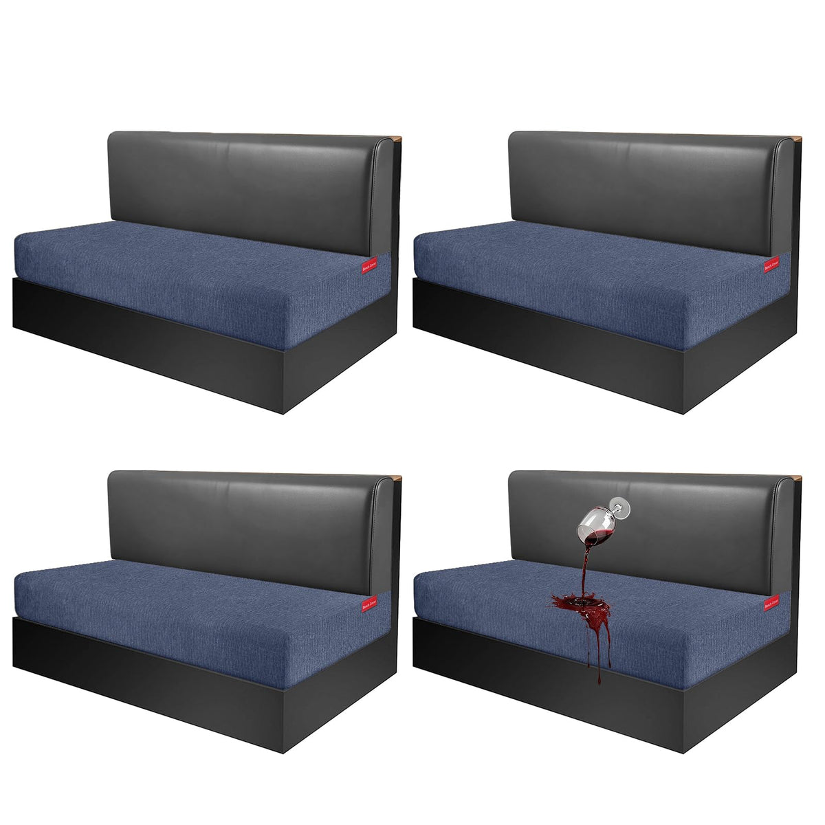 Waterproof RV Dinette Cushion Covers - Stretch Fabric Camper Seat Slipcover Replacement, Washable RV Couch Cover Designed for Camper Car Bench (Loveseat 2 Bench Cover, Blue Grey)