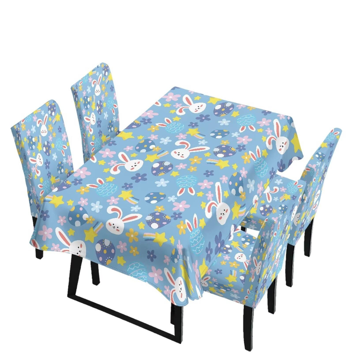 ZDCUSTOM Vintage Table Cloth and Chair Cover Set of 4 Sunflower Tablecloths Rectangular Elegant Chair Covers for Dining Chairs Stain Resistant Decoration