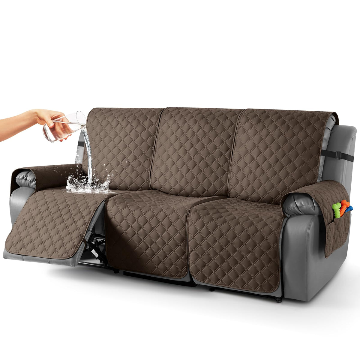 TAOCOCO 100% Waterproof Loveseat Recliner Covers Reversible, Charcoal Gray