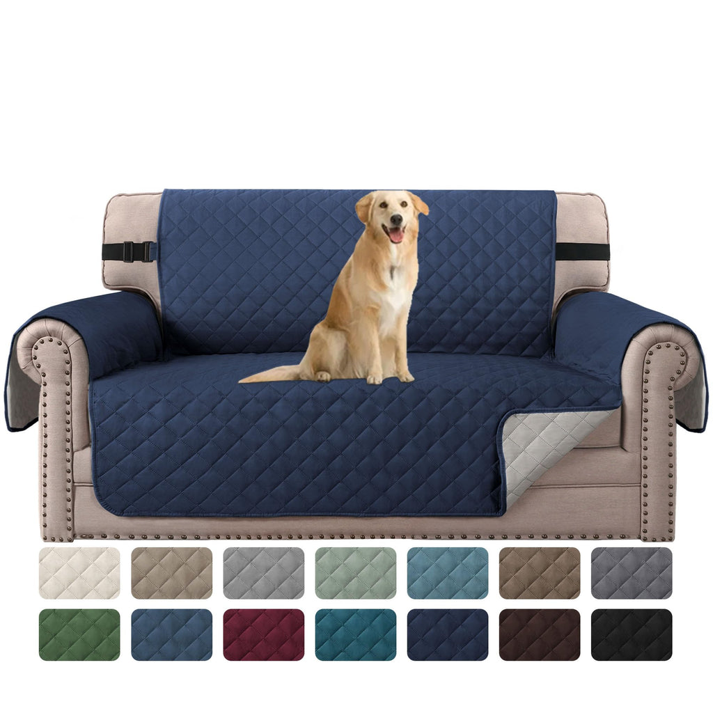 H.VERSAILTEX Reversible Couch Cover for 2 Cushion Couch Water Resistant Loveseat Washable Furniture Cover with Non-Slip Elastic Strap for Dogs, Pets, Kids(Oversized Loveseat, Charcoal Grey)