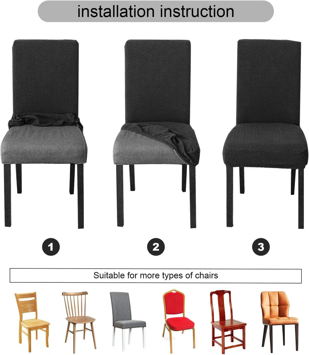 Genina Waterproof Chair Covers for Dining Room Dining Chair Covers Kitchen Parsons Chair Cover (Beige, 4 PCS)