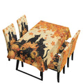 Fitted Tablecloth with Chair Covers Set,Christmas Candle Washable Dining Room Chair Covers Set of 4/6 with Farmhouse Table Cover for Home Hotel Restaurant, 5pcs/7pcs