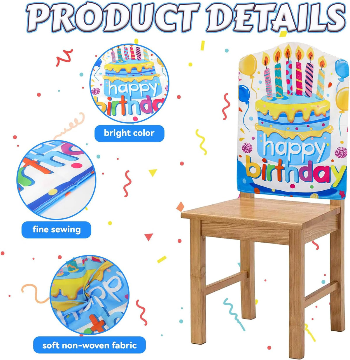 2 Pcs Happy Birthday Chair Cover for Classroom