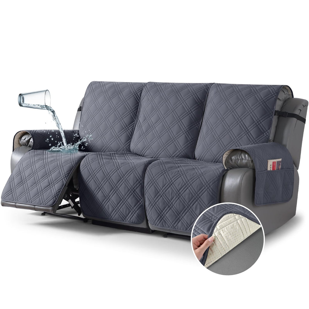 TAOCOCO 100% Waterproof Oversized Loveseat Recliner Cover, Non Slip Split Couch Covers for Reclining Loveseat with Elastic Straps for Kids Pets(Oversized 2 Seater, Chocolate)