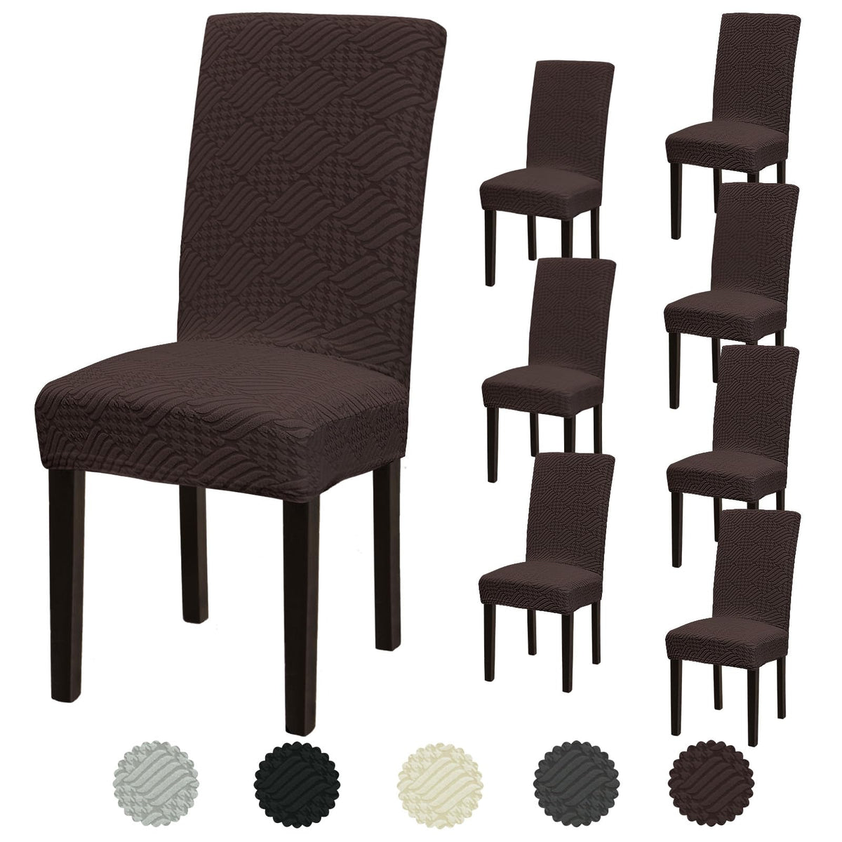 Stretch Dining Room Chair Covers Set of 6, Removable Washable Chair Covers for Dining Chairs,Dining Room, Hotel, Ceremony