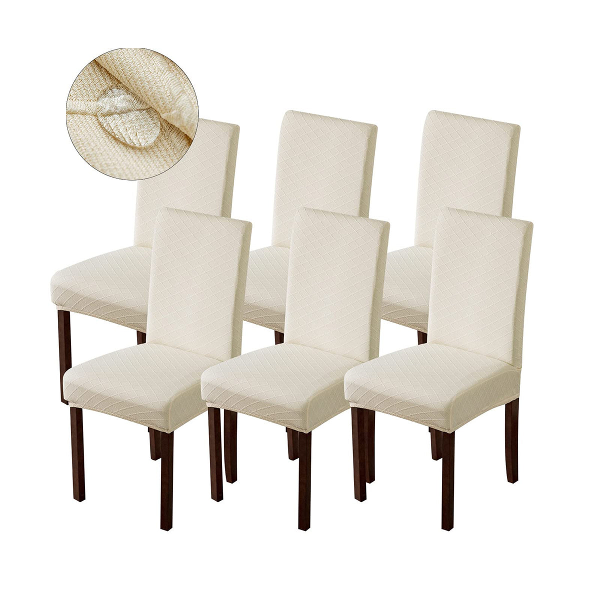 Genina Waterproof Chair Covers for Dining Room Dining Chair Covers Kitchen Parsons Chair Cover (Beige, 4 PCS)