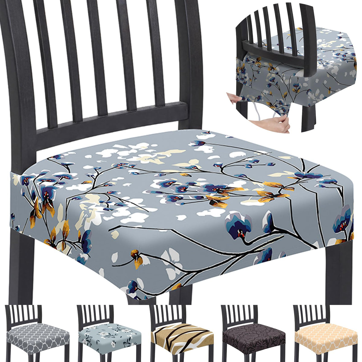 Stretch Chair Seat Covers Set of 4 for Dining Living Room Kitchen Chairs Universal Washable Slipcover Protector Forros Fundas Cobertores para Sillas De Comedor Party Home Decor Gift