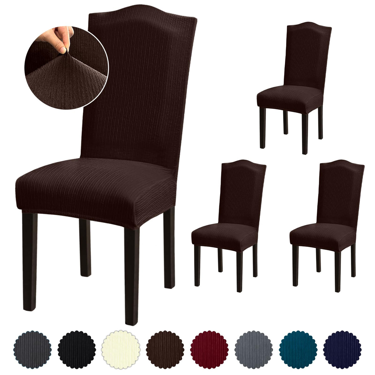 Stretch Dining Room Chair Covers Set of 6, Removable Washable Chair Covers for Dining Chairs,Dining Room, Hotel, Ceremony