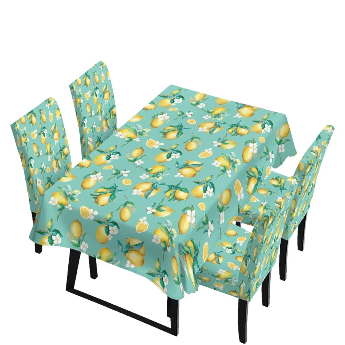 5 Pack Dining Room Chair Cover Set and Table Cloth Rectangle, Dust Proof Machine Washable Tablecloths Comfortable Chair Seat Slipcovers for Restaurant Decor, Abstract Fluid Marble
