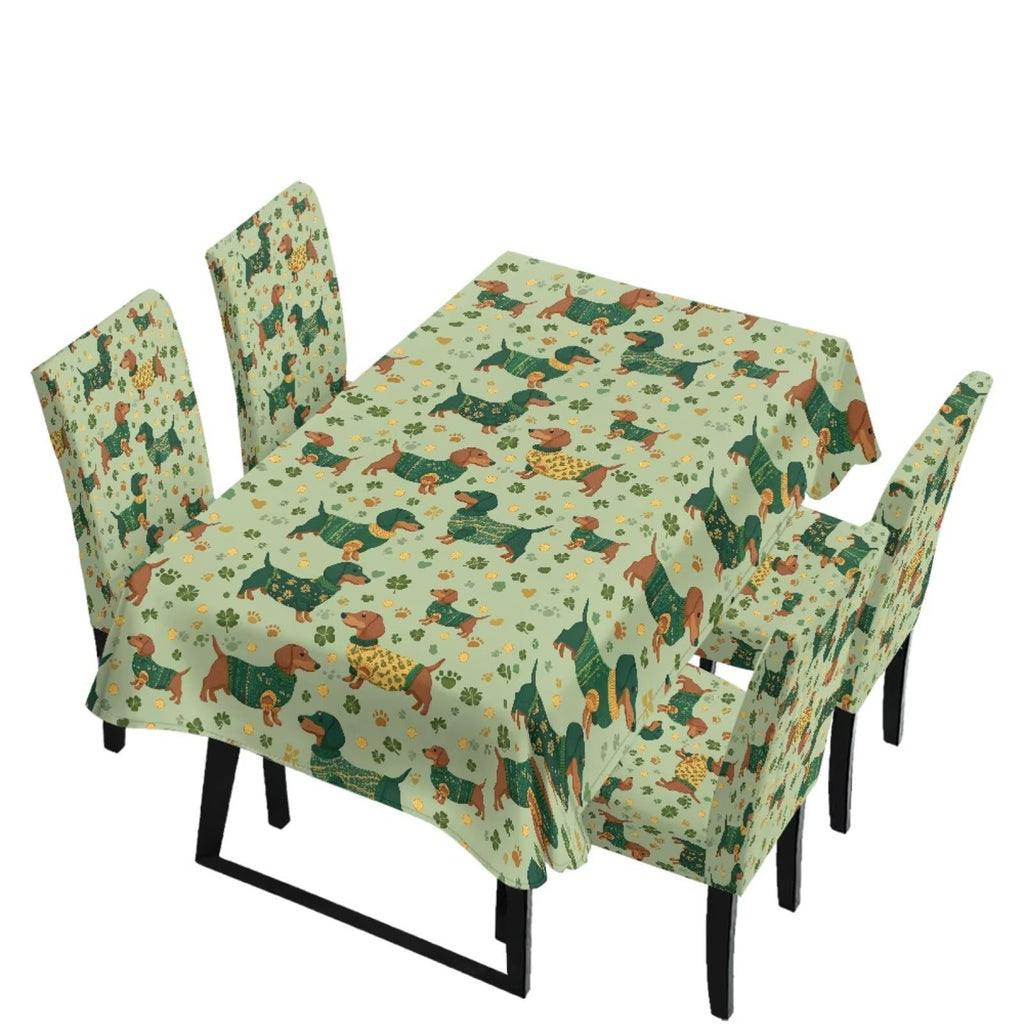 Stain Resistant Tablecloths and Dining Seat Covers Set of 5, Kitchen Chair Slipcovers Washable Table Slipcover Chair Seat Covers for Kitchen Restaurant, Chicken Cactus Print