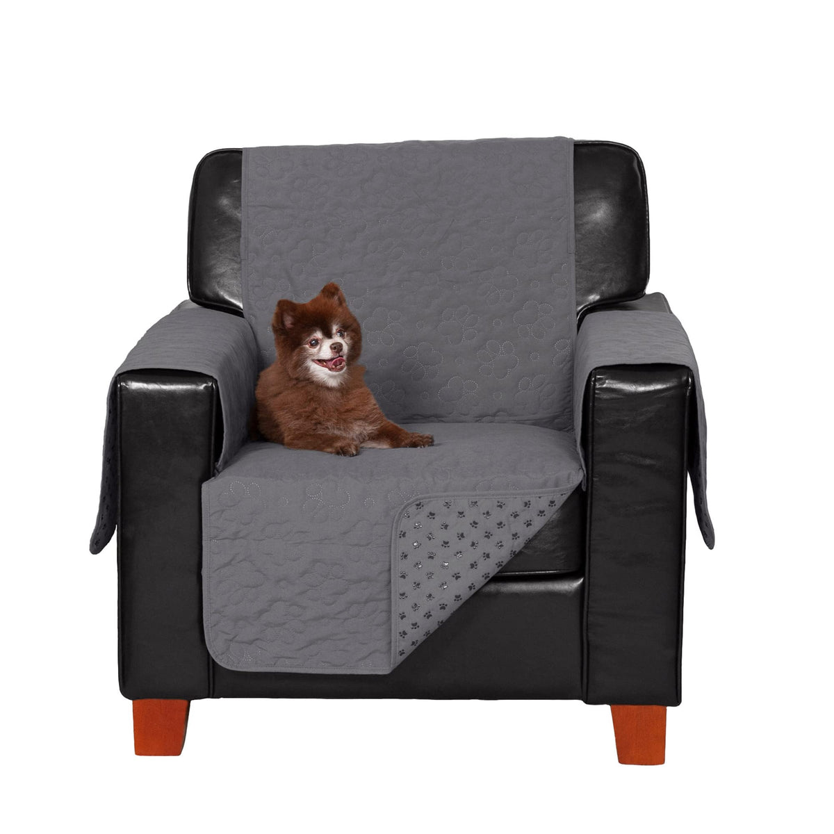 Furhaven Waterproof & Non-Slip Loveseat Cover Protector for Dogs, Cats, & Children - Quilted Paw Print Living Room Furniture Cover - Espresso, Loveseat