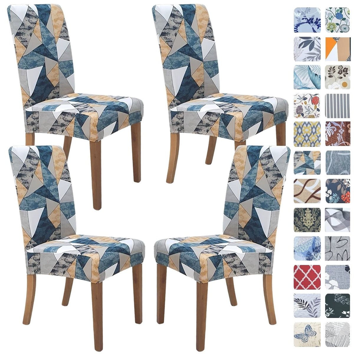 SPRINGRICO Chair Covers for Dining Room Set of 4, Stretch Dining Chair Cover, Washable Spandex Kitchen Parsons Chair Slipcovers, Removable Seat Protector for Home or Party (4 Pack, Lotus Gray)