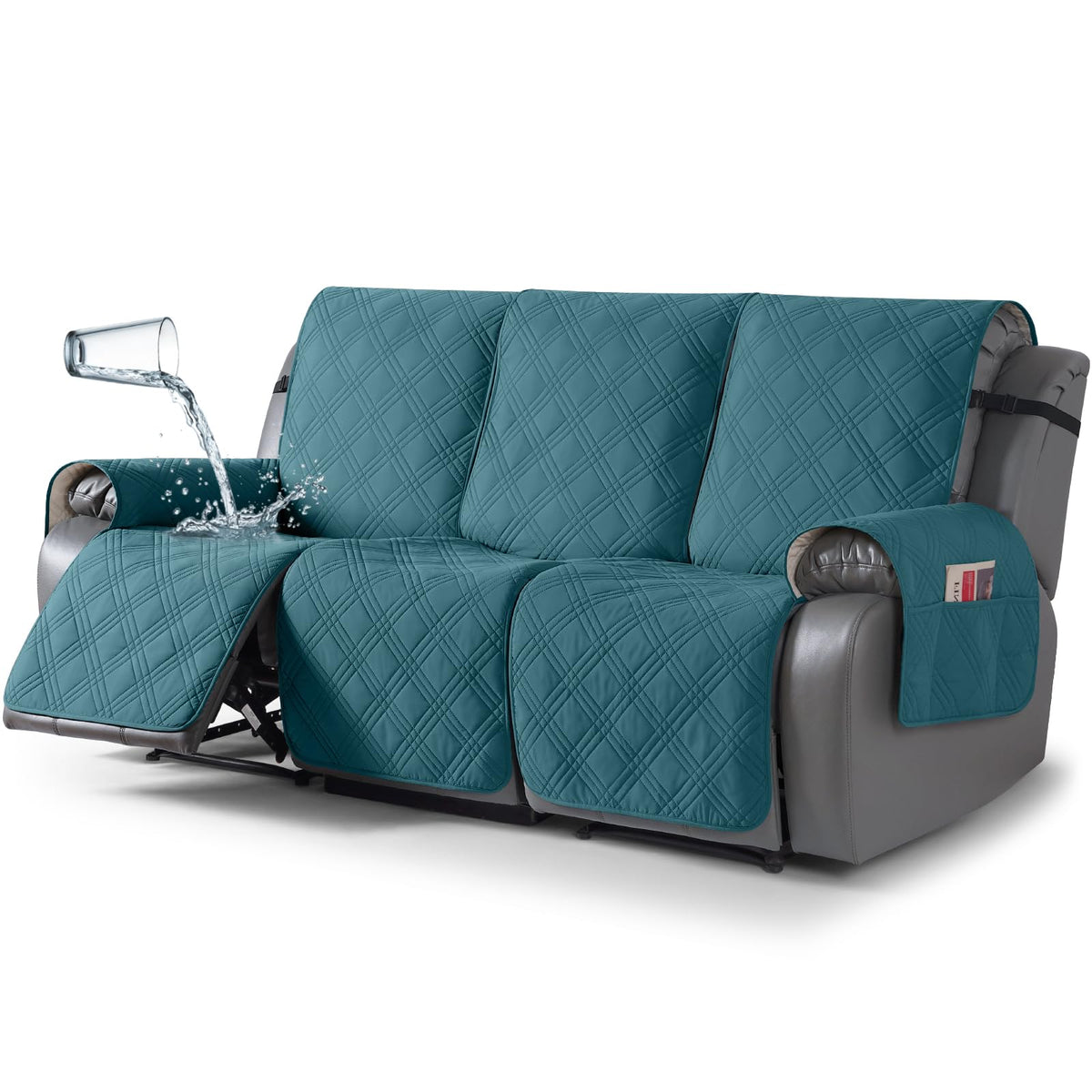 TAOCOCO 100% Waterproof Oversized Loveseat Recliner Cover, Non Slip Split Couch Covers for Reclining Loveseat with Elastic Straps for Kids Pets(Oversized 2 Seater, Chocolate)