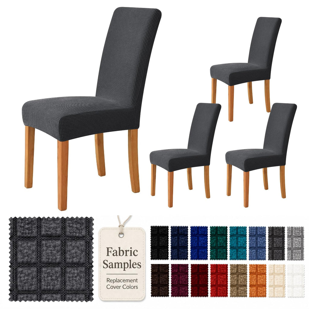 YEMYHOM 2 Packs Latest Checkered Dining Chair Slipcover Parsons Chair Furniture Protector Stretch Chair Covers for Dining Room, Restaurant, Kitchen, Party (Light Gray)